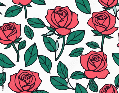 rose flower vector art comic style