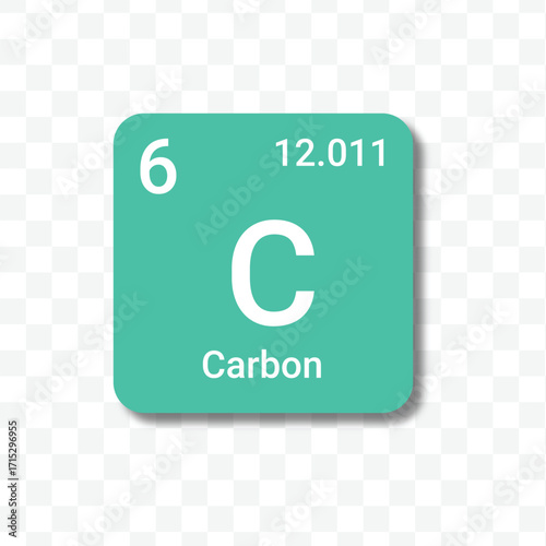carbon periodic table element icon vector transparent background