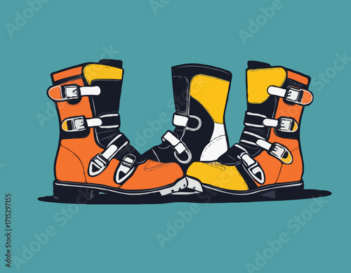 motocross racing boots vector art
