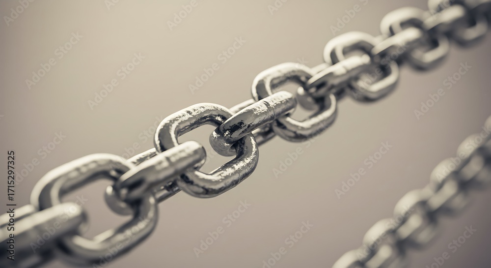 Fototapeta premium Close-up Macro Shot of a Heavy Metal Chain Link, Showing Texture and Strength.