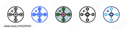 Nh4+ Ion Icon Collection With Multiple Styles
