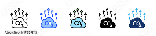 Co2 Emission Icon Collection With Multiple Styles