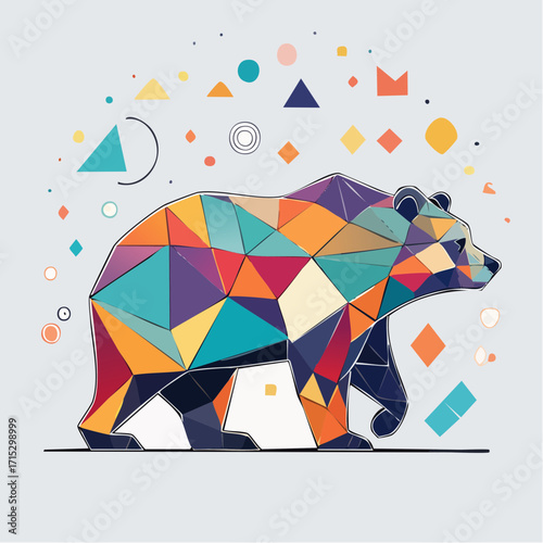 メンフィス柄でデザインしたクマアイコンベクター素材