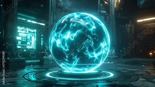 Futuristic Energy Sphere in Sci-Fi Environment