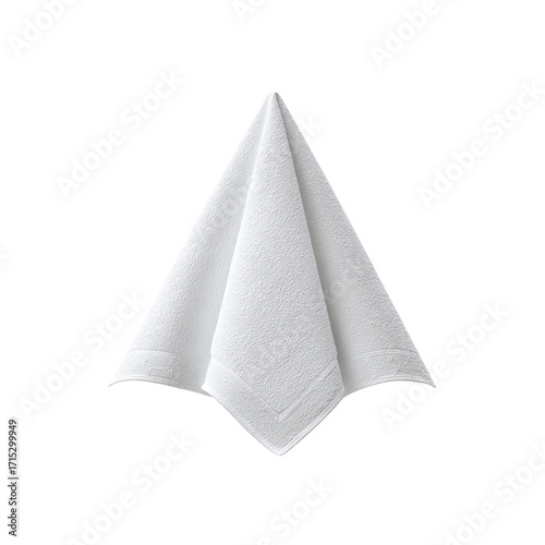 Folded White Hand Towel Isolated on Black Background