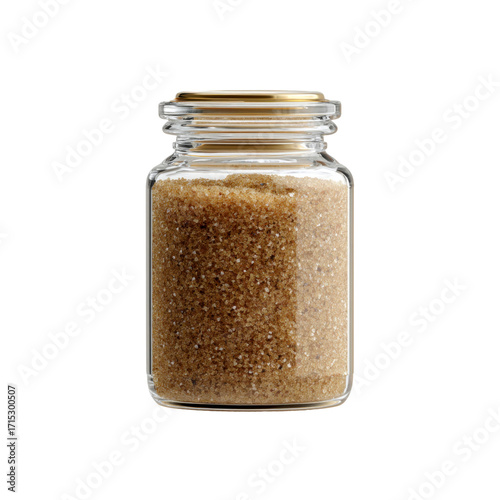 Glass Jar of Brown Sugar with Gold Lid - Sweetener Ingredient