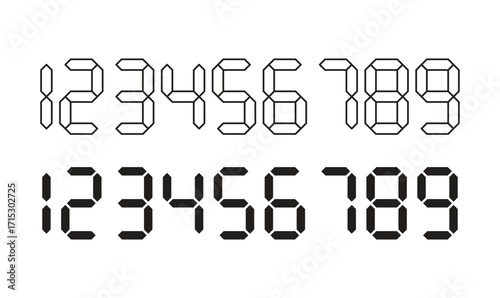 1 to 9 digital numeric style isolated vector illustration