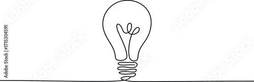 Simple Line Art Light Bulb Icon Symbolizing Ideas and Innovation