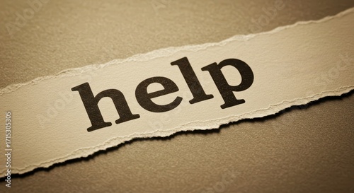 Urgent Call: A torn piece of paper bears the word help, conveying a powerful message of vulnerability and the desperate need for assistance.