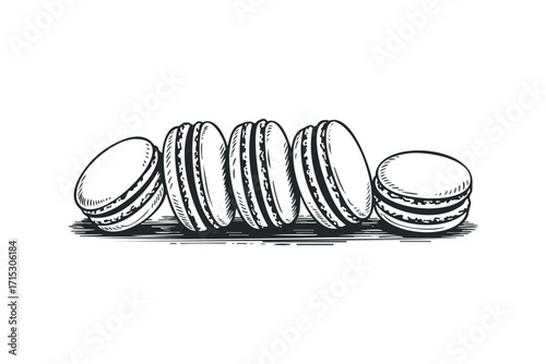 Hand Drawn Macarons on Transparent Background. Vector hand drawn