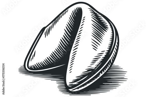 Vintage Style Fortune Cookie. Vector hand drawn
