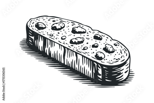 Loaf of bread with crust and seeds. Vector hand drawn