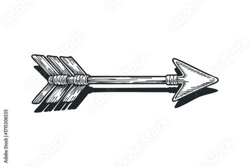 Vintage Arrow Image Isolated on Transparent Background. Vector hand drawn