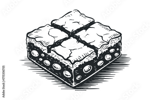 Piece of baklava dessert graphic isolated on transparent background. Vector hand drawn