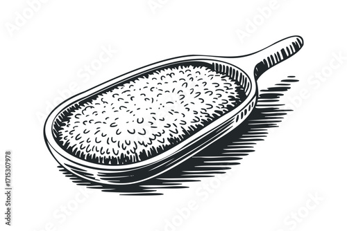 Scoop filled with seeds on transparent background. Vector hand drawn