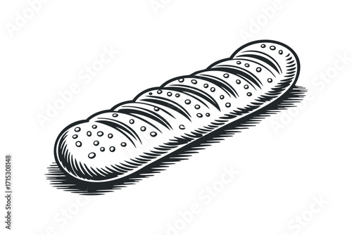 Sticker of rustic loaf on transparent background. Vector hand drawn
