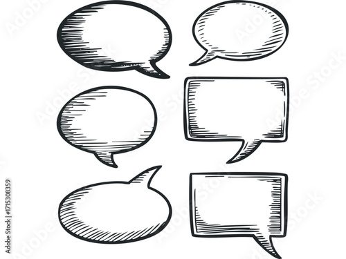 Speech Bubbles Collection Transparent Hand Drawn. Vector hand drawn