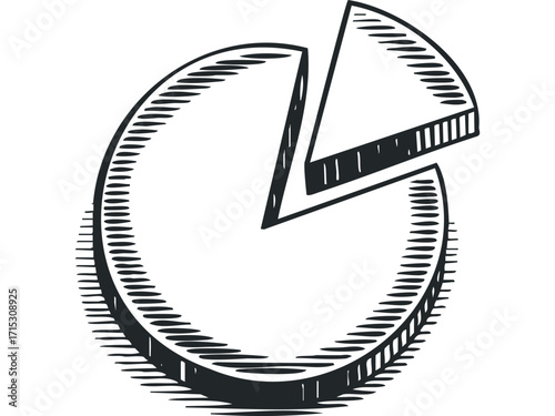 Hand Drawn Pie Chart Segment. Vector hand drawn