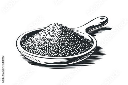 Hand Drawn Scoop Filled With Lentils Image. Vector hand drawn