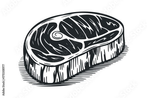 Raw steak cut on transparent background. Vector hand drawn