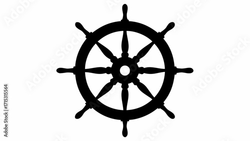 Bold silhouette merges vintage ship helm and antique pistol for unique nautical adventure design