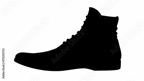 Stylish black leather boot icon for fall fashion and outdoor adventures in a modern minimalist style