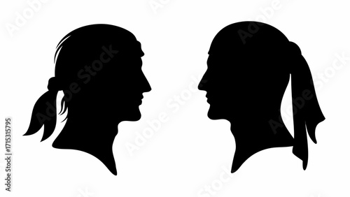 Silhouetted faces convey connection, perfect for illustrating relationships or mirroring concepts