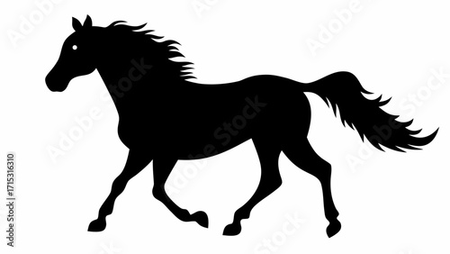 Elegant black horse silhouette gracefully running, a symbol of freedom, power, and beauty
