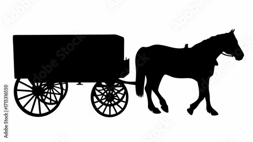 Classic silhouette of a horse pulling a covered wagon, evocative of pioneer days and westward expansion