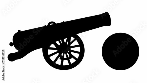 Bold cannon ready to fire a shot, powerful war machine for victory and historical strength