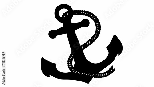 Stylish nautical anchor illustration with rope wrapping, perfect for modern maritime designs, tattoos, and logos