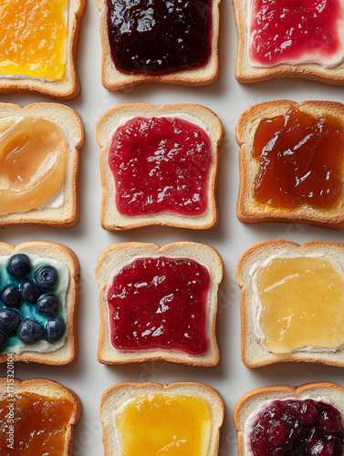 Pattern of Jelly and spreads on slices of bread / toast