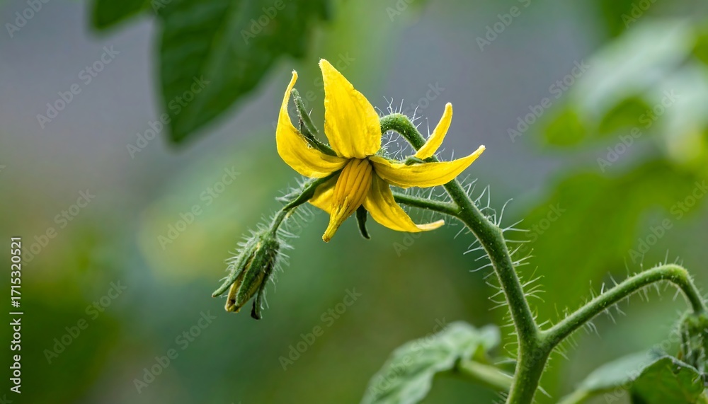 Fototapeta premium Radiant Tomato Blossom in Lush Garden
