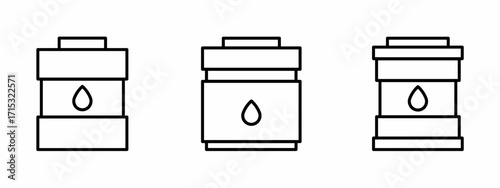 Stock vector. Oil barrel icons. Black oil barrel icon set. Oil barrel elements. Collection of oil barrel. Vector illustration.