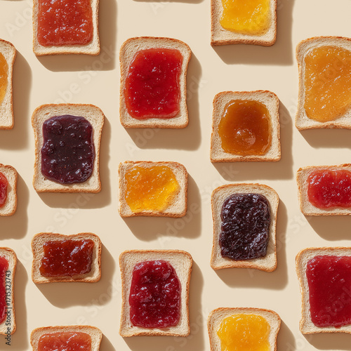 Pattern of Jelly and spreads on slices of bread / toast