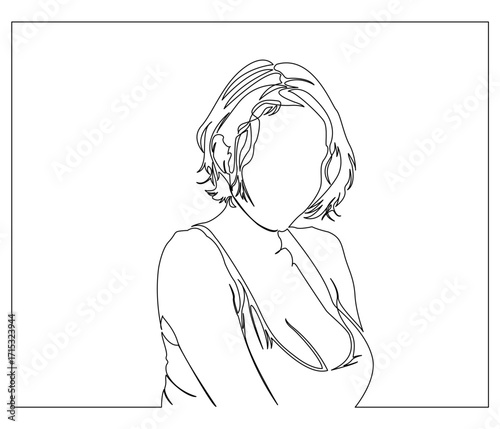 Continuous line drawing of a Young Beautiful lady With Short Hair. Single line illustration of a Young Beautiful Lady. Illustration, World Women Day Concept. Editable outline.