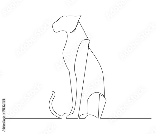 Continuous line drawing of a Cheetah. Single line illustration of a Cheetah. Illustration, Wild Life Concept. World Cheetah day Editable outline