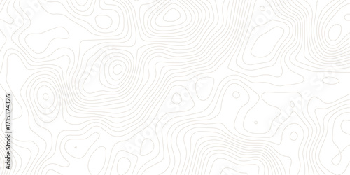 Geography landscape Topo contour map on white background, Topographic contour lines. Seamless pattern with lines Topographic map. Geographic mountain relief diagram line wave carve pattern. 