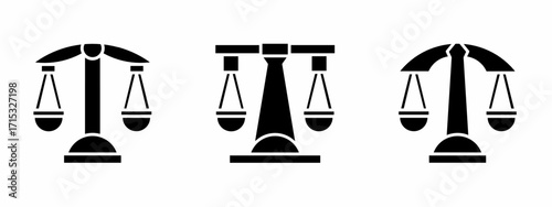 Scales icon set, legal scales. Vector symbol. Illustration of legal scales, scales. scales of justice, scales of law. Vector illustration. Stock vector.