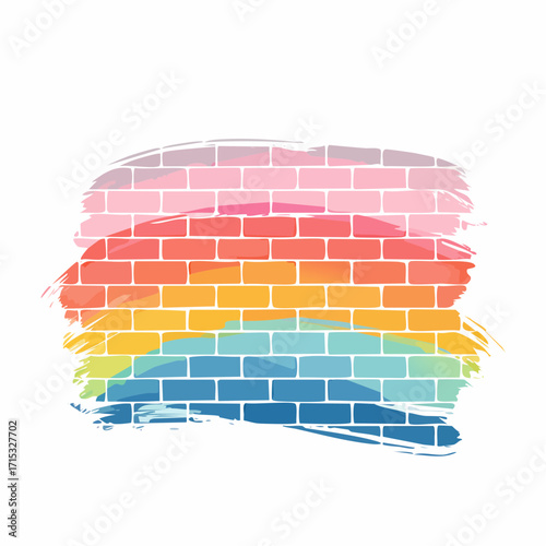 Rainbow Brick Wall Abstract Paint Stroke