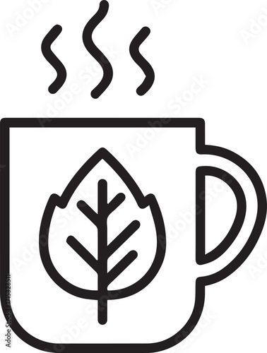 Enjoy a steaming cup of herbal tea with this calming design, perfect for wellness brands and relaxation retreats, originally a scalable graphic, simple charm