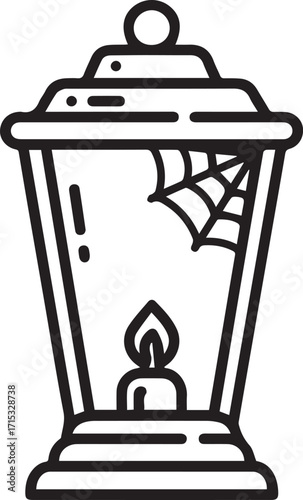 Spooky Halloween lantern with glowing candle and spiderweb detail, adding a touch of eerie charm to your Halloween designs originally from vector graphics