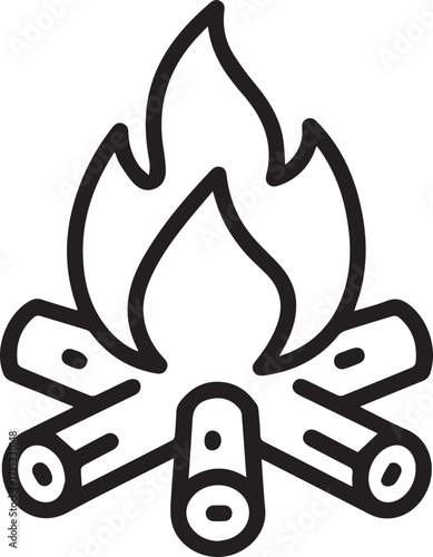 Cozy campfire icon evoking warmth and adventure, perfect for outdoor, camping, or nature-themed designs, originally a scalable vector graphic