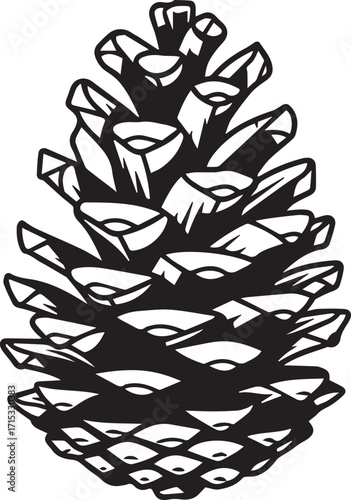 Detailed Pinecone Illustration for Rustic Decor and Nature-Themed Designs, Perfect for Holiday Crafts and Botanical Studies, originally a scalable vector graphic