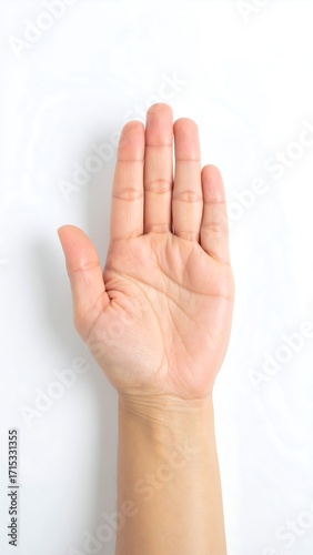 Open hand against white