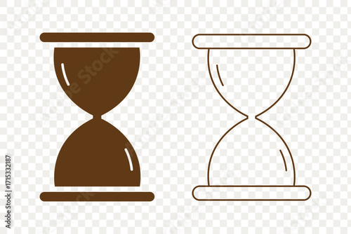 Hourglass icon vector set in black flat and line stroke style. eps 10