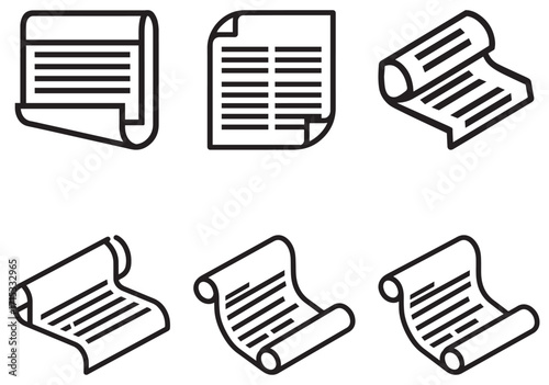 Six outline document icons represent different ways to display information on white background