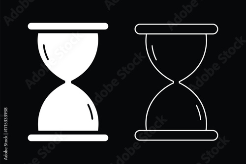 Hourglass icon vector set in black flat and line stroke style. eps 10