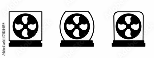 Vector illustration. Collection of fan. Fan vector icon set. Fan vector sign. Flat vector illustration of a black fan. Fan icon. Vector icon.