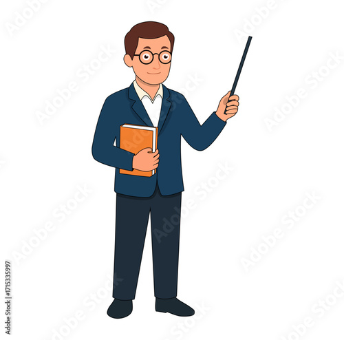  Cartoon Male Teacher Teach Student Simple Logo Design Icon Digital
